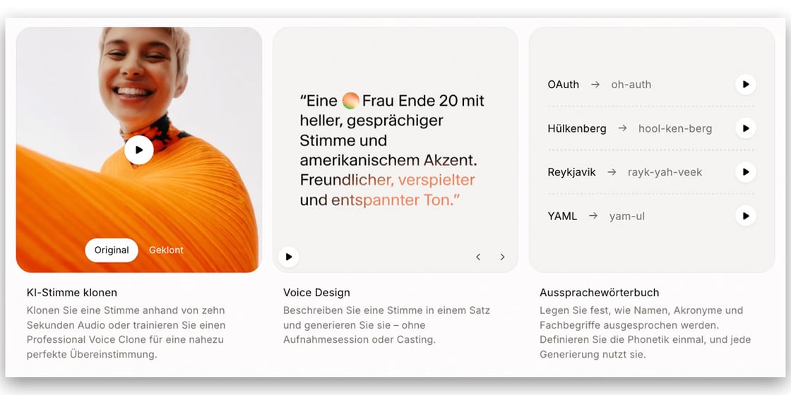 Unterschiedliche Optionen zur Nutzung von KI-Stimmen